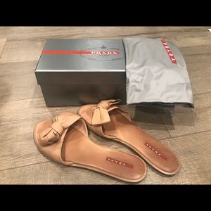 Prada Nappa leather bow flats